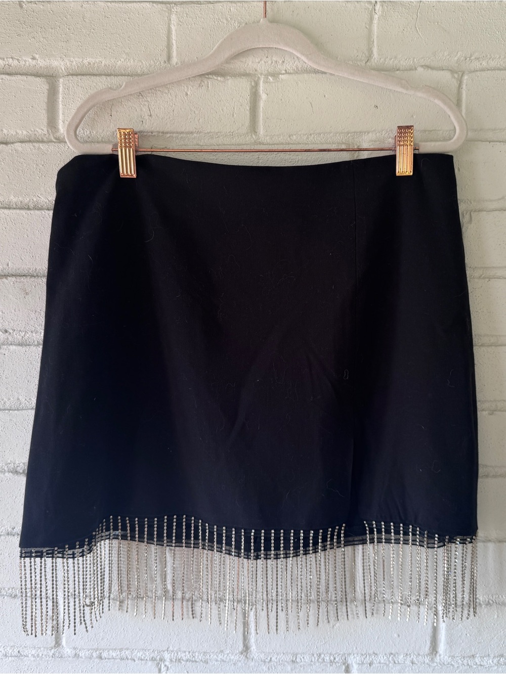 Steve Madden Black Mini Skirt with Silver Chain Fringe - Womens Size 10